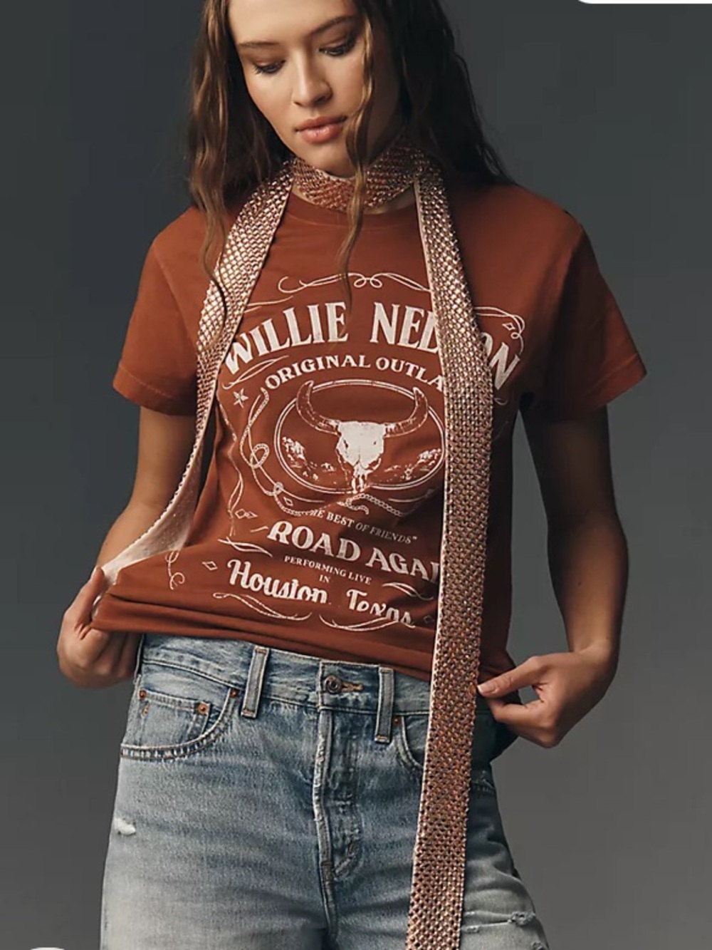 Anthropologie Letluv Willie Nelson Graphic Tee in Cedar